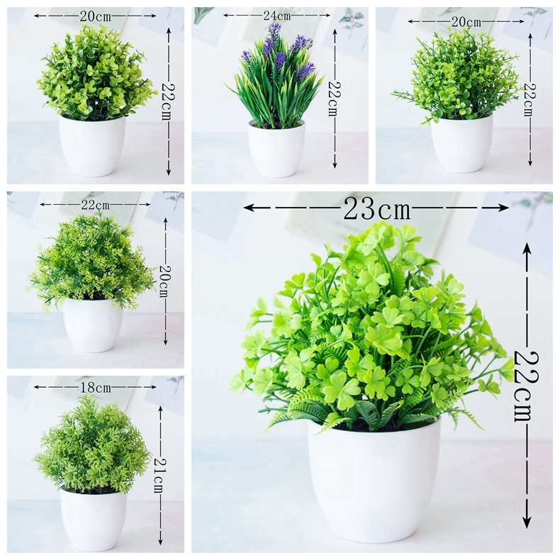 Small Decorative Artificial Plant With White Pot